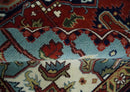 Large 9x12 Rust and Blue Hand Knotted Traditional Wool Rug