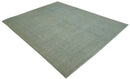 Large 9x12 Traditional Antique Style Beige and Aqua Turkish Knot Wool Rug