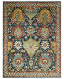 Traditional Large Design Blue, Rust and Gold Hand Knotted Multi Size wool Area Rug