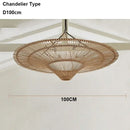 Large beige fan woven rattan pendant light for dining room
