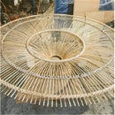 Large beige fan woven rattan pendant light for dining room