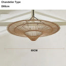Large beige fan woven rattan pendant light for dining room