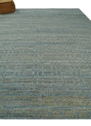Large Blue, Beige and Gray Hand carved Texture Hand knotted 10x14 wool Area Rug