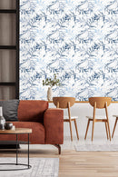 Large Blue Leaves Wallpaper