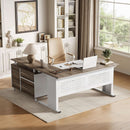 63 Inch L Shaped Computer Desk With File Cabinet For Home Office