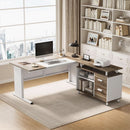 63 Inch L Shaped Computer Desk With File Cabinet For Home Office