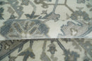 Large Hand Knotted Ivory and Silver 9x12 Oriental Oushak Traditional Wool Area Rug