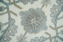 Large Hand Knotted Ivory and Silver 9x12 Oriental Oushak Traditional Wool Area Rug