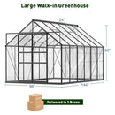 [08X12FT] Large Heavy-Duty Outdoor Walk-In Polycarbonate Greenhouse Kit With Adjustable Vents And Sliding Doors (95736851)