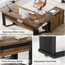 Large L Shaped Executive Desk with Mobile File Cabinet
