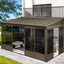 [12X14FT] Alora Haven Large Outdoor All-Season Wall-Mounted Sunroom With Galvanized Steel Roof & Moveable PVC Screen (SAK46475)