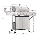 Large Outdoor 42K BTU BBQ Stainless Steel Propane Gas Grill With 4 Burners (SAK61283)