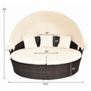 Alora Large 76-Inch Outdoor Patio Rattan Daybed Sofa W/ Adjustable Table Top, Canopy & 3 Pillows (SAK91254)