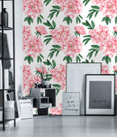 Voguish Large Pink Peonies Wallpaper Fashionable