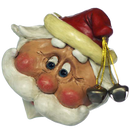 Large Santa Head Ornament With Large Mustache | Bert Anderson Collection