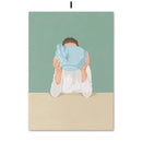 Minimalist white washing machine laundry room girl nordic wall art