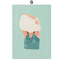 Minimalist white washing machine laundry room girl nordic wall art
