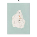 Minimalist white washing machine laundry room girl nordic wall art