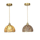 Lavender crystal glass led pendant light kitchen brass finish