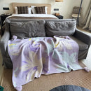 Lavender floral cozy knit blanket living room throw with tassels