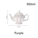 Lavender floral elegant porcelain tea set dining room teapot and cups