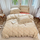 Lavender floral ruffled bedding set – bedroom gardenia print princess