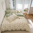 Lavender floral ruffled bedding set – bedroom gardenia print princess
