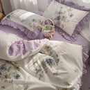 Lavender floral ruffled bedding set – bedroom gardenia print princess