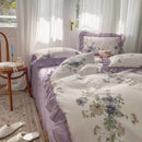 Lavender floral ruffled bedding set – bedroom gardenia print princess