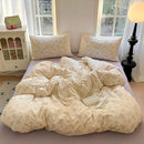 Lavender floral textured cotton bedding set bedroom quilt