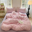 Lavender floral textured cotton bedding set bedroom quilt