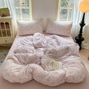 Lavender floral textured cotton bedding set bedroom quilt