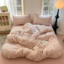 Lavender floral textured cotton bedding set bedroom quilt