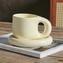 Lavender ink splash ceramic mug and oval plate kitchen set