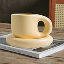 Lavender ink splash ceramic mug and oval plate kitchen set