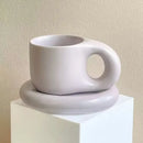 Lavender ink splash ceramic mug and oval plate kitchen set