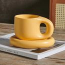Lavender ink splash ceramic mug and oval plate kitchen set