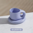 Lavender ink splash ceramic mug and oval plate kitchen set