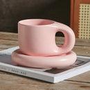 Lavender ink splash ceramic mug and oval plate kitchen set