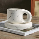 Lavender ink splash ceramic mug and oval plate kitchen set