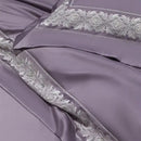 Lavender & silver lace embroidery bedding set bedroom luxe satin