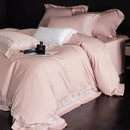 Lavender & silver lace embroidery bedding set bedroom luxe satin