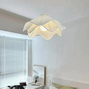 Layered white fabric pendant light for dining room