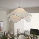 Layered white fabric pendant light for dining room