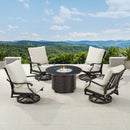Black Aluminum Fire Table Set with Four Club Chairs
