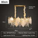 Leaf shaped gold and crystal glass chandelier dining room pendant light