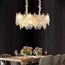 Leaf shaped gold and crystal glass chandelier dining room pendant light