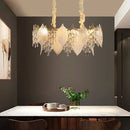 Leaf shaped gold and crystal glass chandelier dining room pendant light