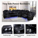 Leather Power Recliner Sectional Sofa with USB Charging