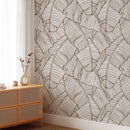Modern Banana Leaf Line Art Wallpaper